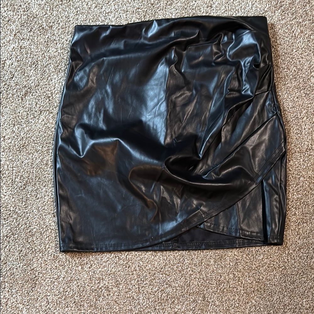 Black Faux Leather Skirt